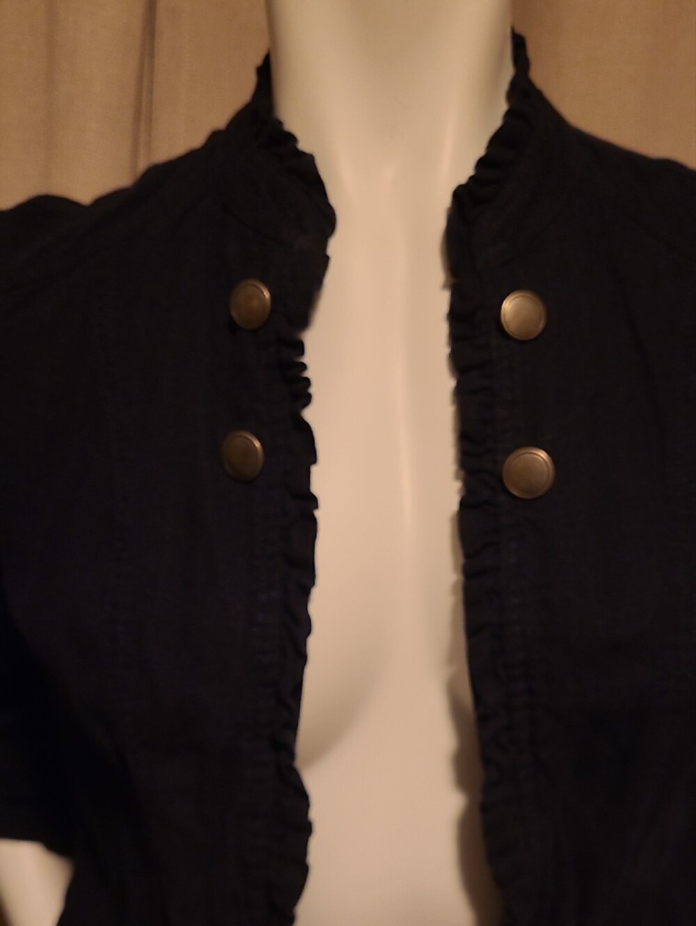 Maurices Navy Ruffled Detail Open-Front Jacket - Picture 3 of 7